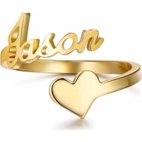 Personalized Love Heart Name Ring Custom Nameplate Ring Letter Anillos Mujer Couple Jewelry Gift Stainless Steel Rings For Women