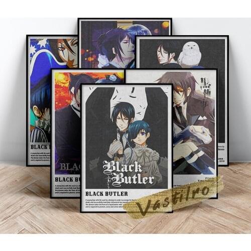 Black Butler Anime Poster, Japan Anime Role Art Prints, Modern Living Room Kids Bedroom Wall Decor, Manga Character Wall Picture