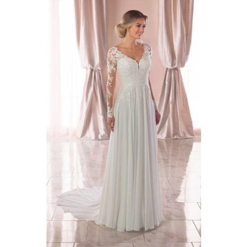 Spring 2020 new applique wedding dress Ever Pretty A-Line V-Neck Zippe 3/4 Sleeve Elegant Bride Dresses