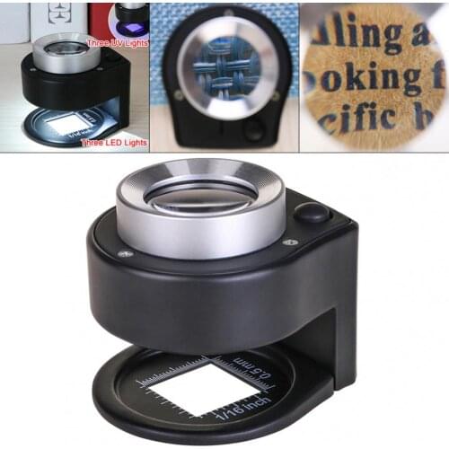 Standing Magnifiers 30X Magnifier UV Banknote Inspection Lamp LED Light Metal Shell Scale Magnifying Glass Cloth Jewelry