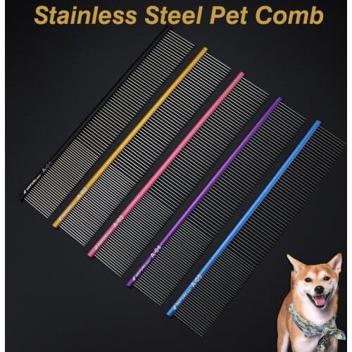 Metal comb for pets, comb for dogs and cats, stainless steel, hairbrush for pet grooming