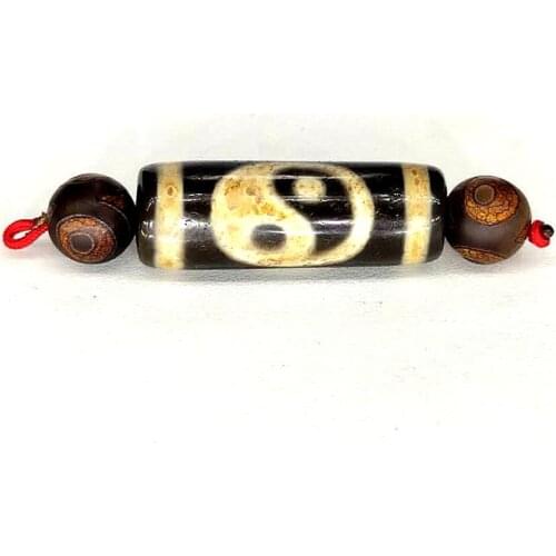 Rare Pattern Taiji 12mm*30mm 12*33mm Black and White Amulet Tibetan Dzi Beads for Bracelet DIY Jewelry Making Great Gifts
