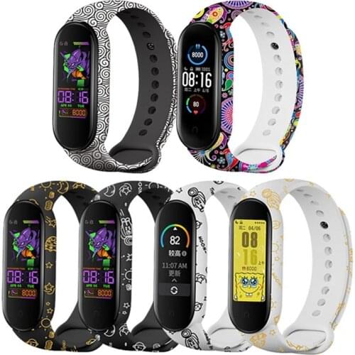 BOORUI 2021 printed miband 6 5 strap Mi band 4 camouflage strap silicone wrist belt for xiaomi miband 5 6 with high quality