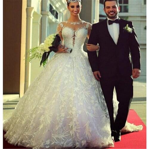 Romantic Princess 2018 Elegant Long Illusion Sleeves Spring High Quality Modern estido de noiva mother of the bride dresses