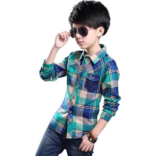 Shirt For Boy Plaid Pattern Boy Blouse Casual Style Blouse Childrens For Boy Spring Autumn Clothes For School For Boys
