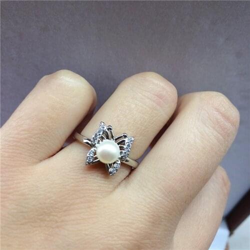 Cute Butterfly Ring Base Mountings Findings Settings Adjustable Ring Jewelry Parts Fittings Accessories for Pearl Beads Stones