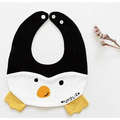 INS Cartoon Penguin Pure Cotton Drool Bibs Saliva Towel Baby Apron Food Self Feeding for Child Toddler Infant Kids Children Gift