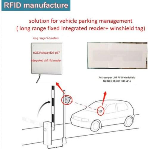 UHF RFID vehicle parking solution with uhf usb desktop reader writer and 1-10m uhf long range reader and uhf RFID windshield tag