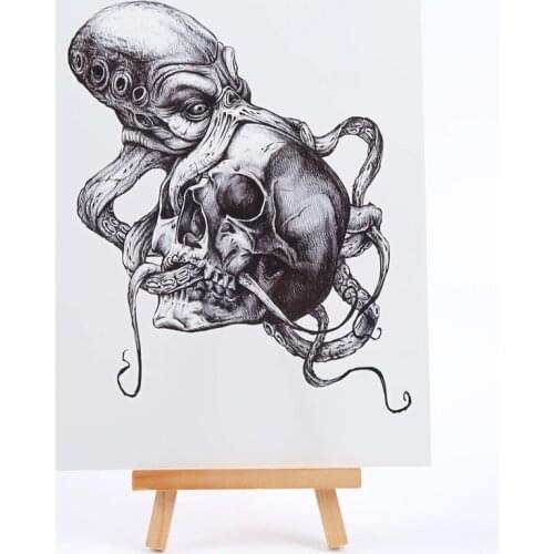 Terror of the octopus killer temporary tattoos men skull waterproof tatoo temporary stickers tatouage temporaire flash tattoo