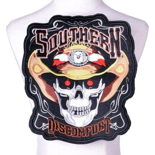Big Skull Hat Patches For Clothes DIY Jacket Jeans Iron On Letters Applique Embroidery Punk Rock Patch Flower Stickers