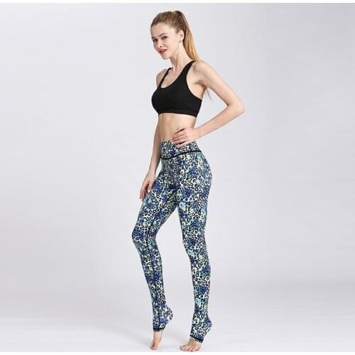 Women sportwear Printed High Waist Power Flex Capris Workout Yoga Leggings fast drying Gym Fitness Running tights Pull On pants