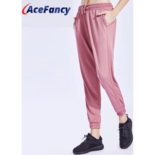 Acefancy Sweatpants Women Pink Full Length Harem Pant With Pocket High Waist 18-270 Casual Sport Pants Women Jogging Pants