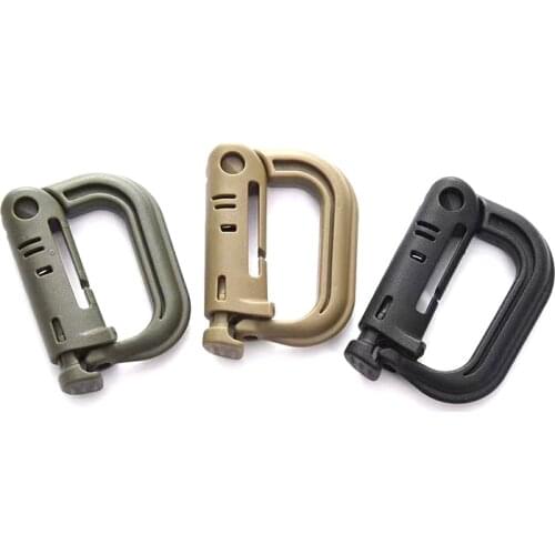 10pcs D-type buckle Army Level equipment outdoor multi-function hook key ring multi-resistant nylon backpack Belts Carabiner