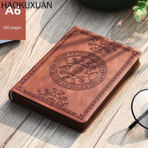 A6 Diary Notebook Retro Cover Soft Beautiful Leather Notepad Traveler Journal Office Accessories Notebooks Pocket Size