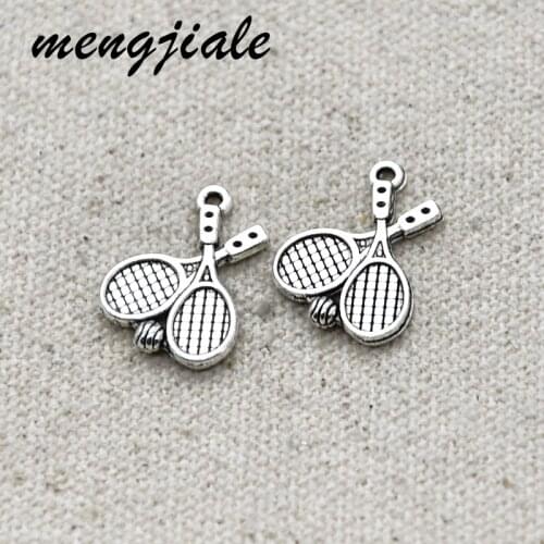 30pcs Tibetan Silver Plated Tennis racket Charms for Jewelry Making Accessories DIY 19*14*2mm