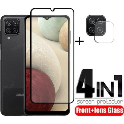 4-in-1 For Samsung Galaxy A12 Glass For Samsung A12 Tempered Glass Full Cover HD Screen Protector For Samsung M12 A12 Lens Glass