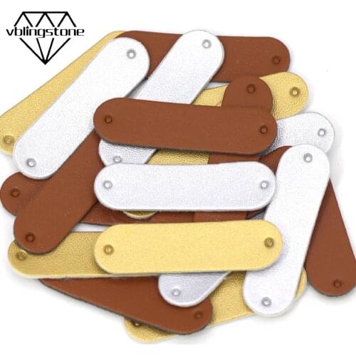 50Pcs Brown/Gold/Sliver Tags Blank Faux Leather Knitting Tags Handmade Garment Labels For Clothes/Hat/Scarf Sewing Accessories
