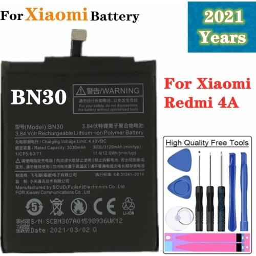 2021 3120mAh BN30 Battery For Xiaomi Redmi 4A Redrice Hongmi 4A Phone Battery Lithium Polymer Replacement Batteries + Tools