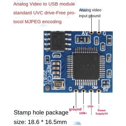 Analog AV Video to Digital USB Camera Module CVBS to USB Chip UVC Driveless Android Linux