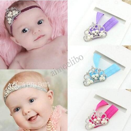 Free Shipping kid Hairband Christmas Gift Crown Headband Princess kid Tiara Headband Newborn Crystal Pearl Crown