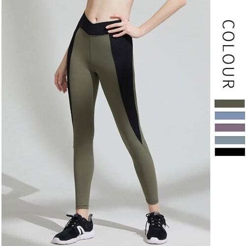 Bump color, Match line, High waist, Sportswear, Fitness pants, Tight, elastic, Peach buttock, Yoga pants, Womens Leggings