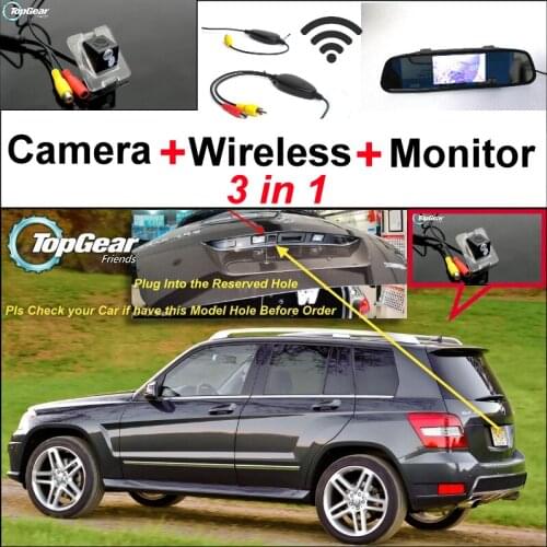 For Mercedes Benz GLK Class X204 3in1 Origial Hole Car Camera & Wireless Receiver & Mirror Screen Rear View Parking System