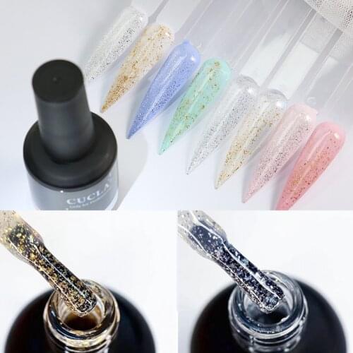 CUCLA 15ml Disposable Gold Foil Sealing Layer Nail Gel Golden Silver Nail Art Phototherapy Glue Leveling UV Nail Polish TSLM2