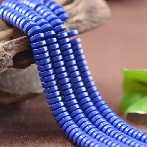 Joanlyn Pure Royal Blue Lapis Lazuli Flat Round Beads Enhanced Natural Azurite Beads 8x3mm 15 Inch Strand LL36
