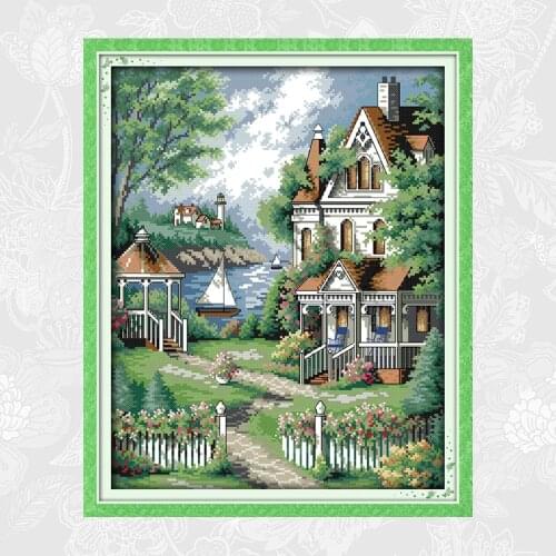 European-style Villa Paintings DMC Cross-stitch Kits Aida Fabric 11CT 14CT DIY Handmade Crafts Embroidery Set Wholesale