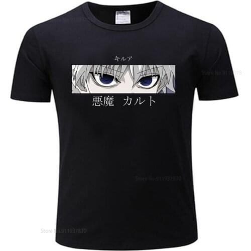 Men brand t shirt summer cotton tshirt Classic Manga Hunter X Hunter Mens T Shirt Soft Cotton Killua Zoldyck Devil Eye Tee