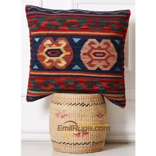 Hand embroidered cushion Kilim Cover Handmade Square Wool Back Ret For Bed