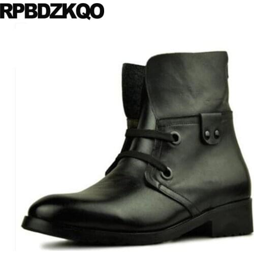 Oxford Army Designer Black Shoes Chunky Formal Dress Full Grain Leather Boots Lace Up Short Ankle Wedding Men Business Luxury