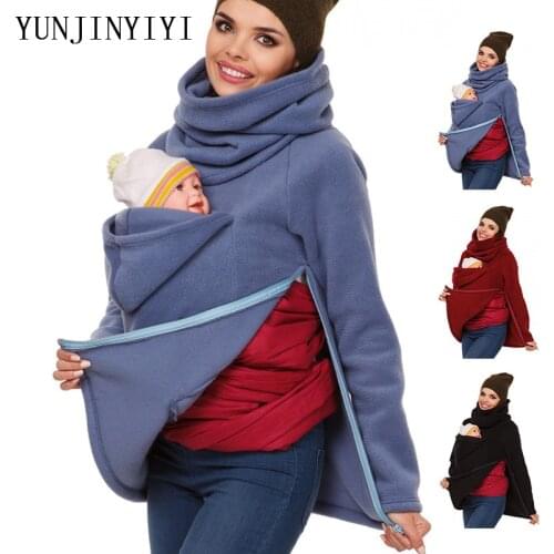 YUNJINYIYI Woman Multifunctional Mother Kangaroo Coats Winter Models Warm Printed Wave Pullovers Quality Long Sleeved Coat