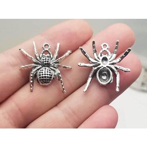 15pcs/lot--25x25mm, Antique silver plated spider charms,DIY supplies,Jewelry accessories