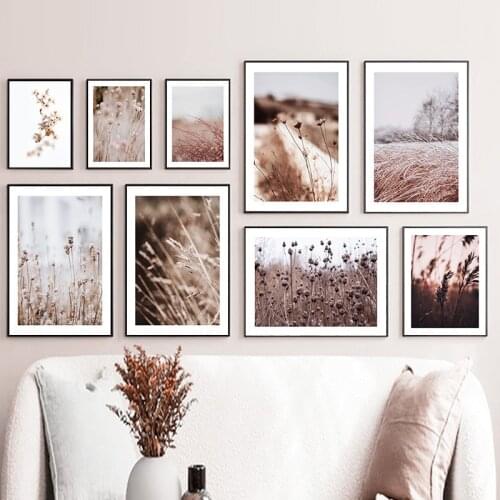 Botanical Autumn Dried Flower Natural Pampas Grass Art Print Poster Canvas Painting Wall Picture For Living Room Decor TB142