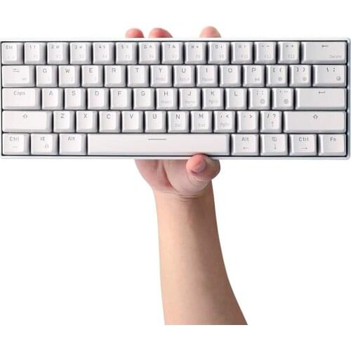 RK61 BT&Wired Dual Mode Keyboard Blue Backlight 61 Key Mini Mechanical Keyboard for Phone/Tablet White with Gateron Red Switches