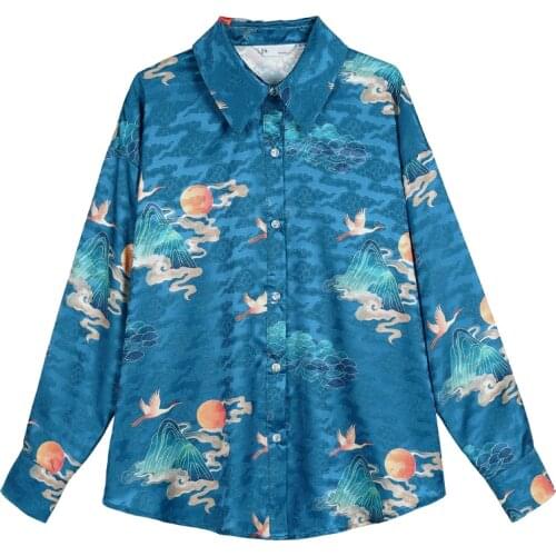 2021 chinese style shirt female design style printing top daily blouse traditional chinese blouse cheongsams top veste chinoise