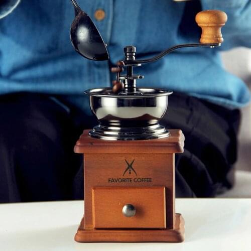 Manual Wood Coffee Grinder Portable Coffee Bean Grinder