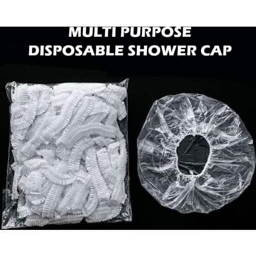 100pc Disposable Shower Cap Female Waterproof Hotel Anti-lampblack Head Cover Hair Dye Film Increase Thicken Dust Cap Shower Cap