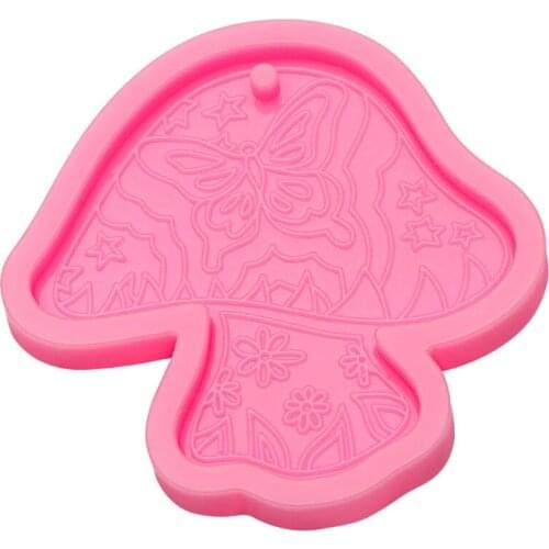 Diy Mushroom Keychain Silicone Mold with Hole Keyring Pendant Handmade Mold for Valentines Day Jewelry Gift