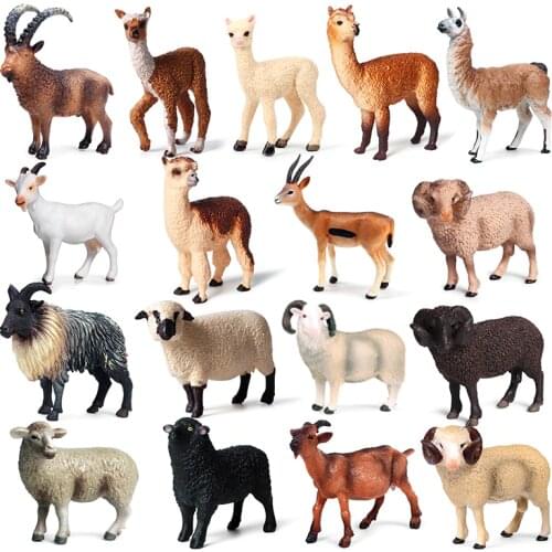 Wildlife Pasture Animal Poultry PVC Mini Goat Alpaca Sheep Antelope Model Collectible Doll Figure For Childrens Gift Home Deco