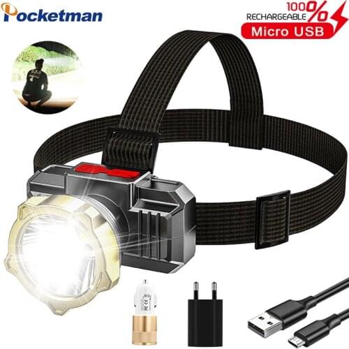 70000LM High Power LED Headlamp USB Rechargeable Headlight Built-in Battery Waterproof Head Torch Camp Emergency Headlights