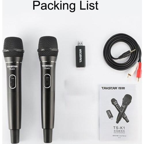 TAKSTAR TS-K1 USB portable Wireless Microphone UHF Dual channel fixed frequency for conference karaoke live broadcast
