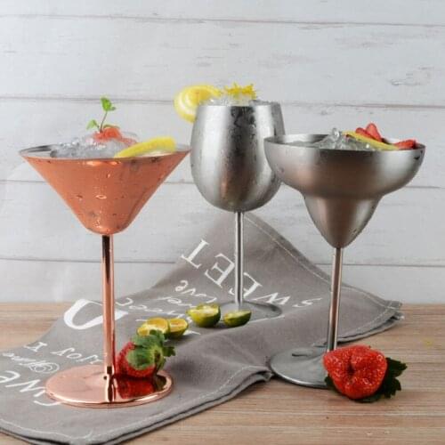 Stainless Steel Martini Triangle Cup Goblet Cocktail Glass Metal Cup Red Wine Bar Ktv Decorations