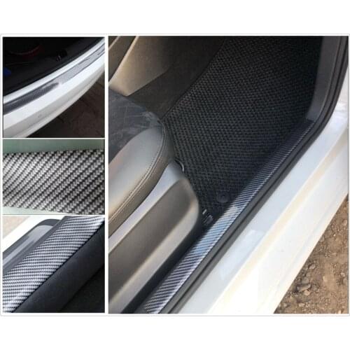Universal car sticker 5D carbon fiber threshold rubber protection pad for Opel Optima Rio5 Rio K2 K3 K4 K5 KX3 KX5 Insignia