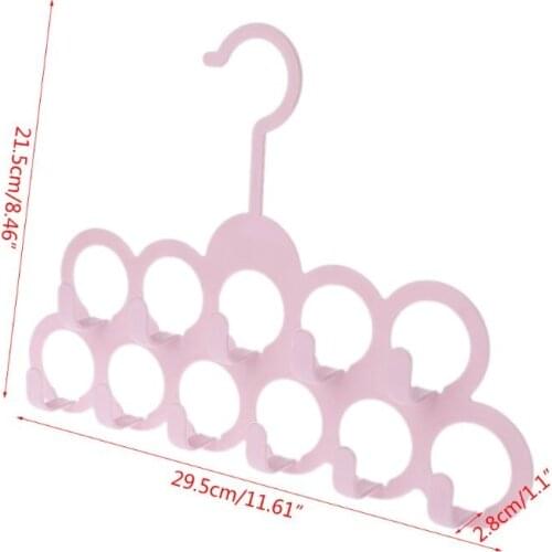 11Holes Clothes Tie Belt Shawl Scarf Hanger Display Holder Closet Organizer Hook C5AC
