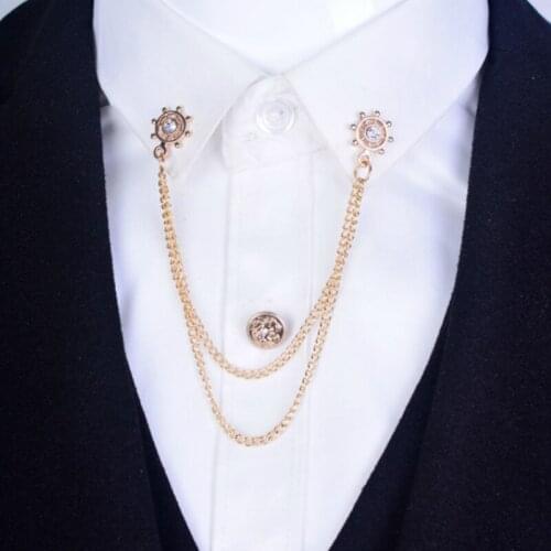 Vintage High-grade Rudder Brooches Pins Badge Corsage Tassel Chain Men Suit Shirt Collar Buckle Lapel Pin Christmas Jewelry Gift