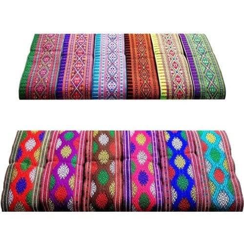 High Huality Bohemian Style 2“50MMX8yard Handmade Embroidery Polyester Woven Jacquard Ribbon Trims For Clothing Straps Accessory