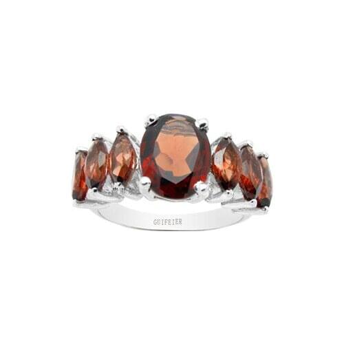 CoLife Jewelry 100% Real Garnet Ring for Party 7mm*9mm Natural Garnet Silver Ring Solid 925 Silver Garnet Jewelry