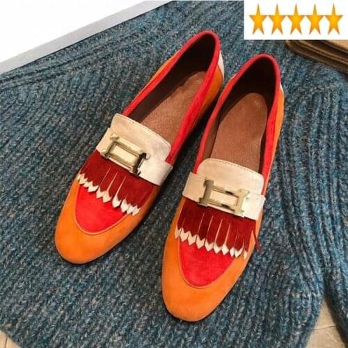 Quality Genuine Top Cow Leather Flats 2021 New Spring Casual Shoes Slip On Womens Loafers Moccasin